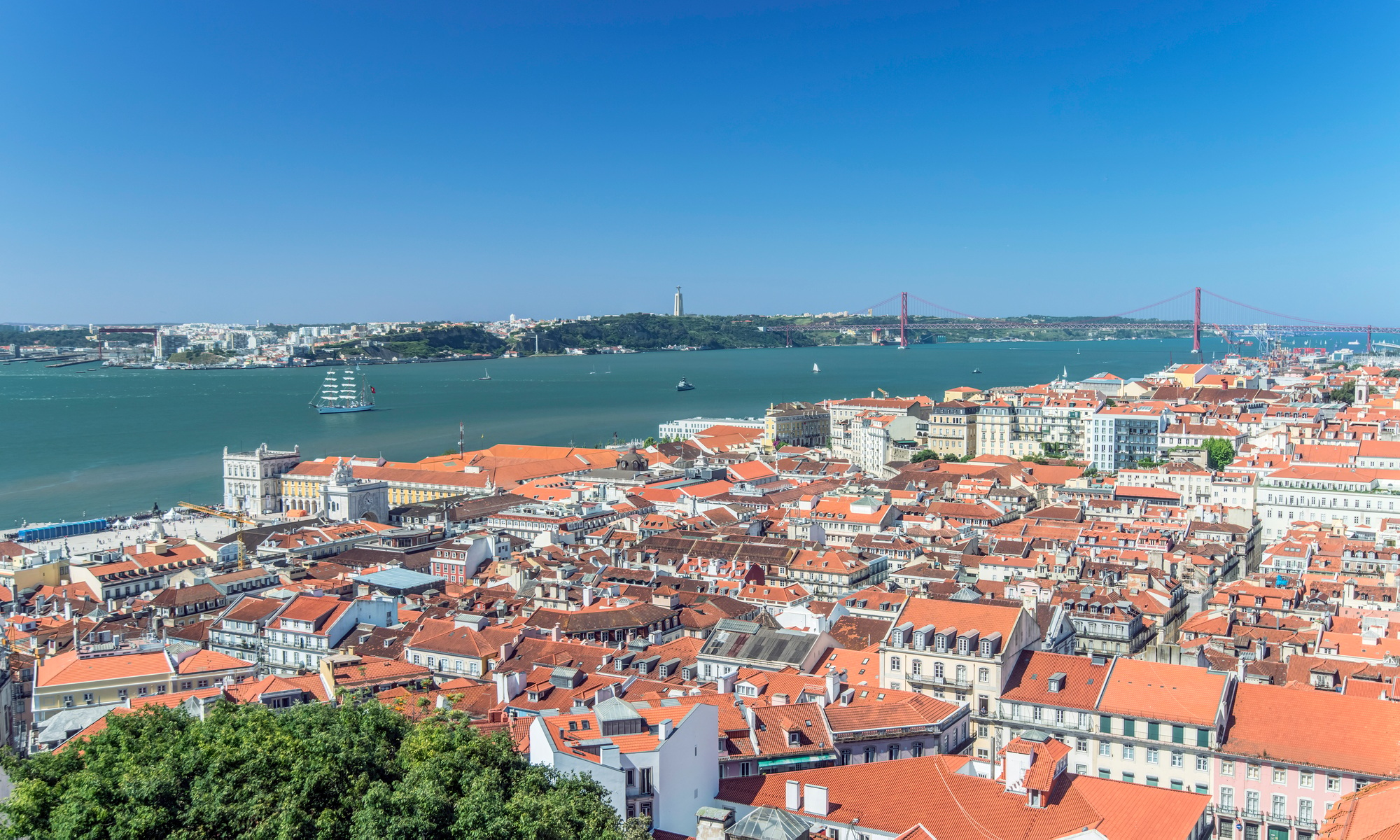 Aerial view of Lisbon cityscape, Lisbon, Portugal