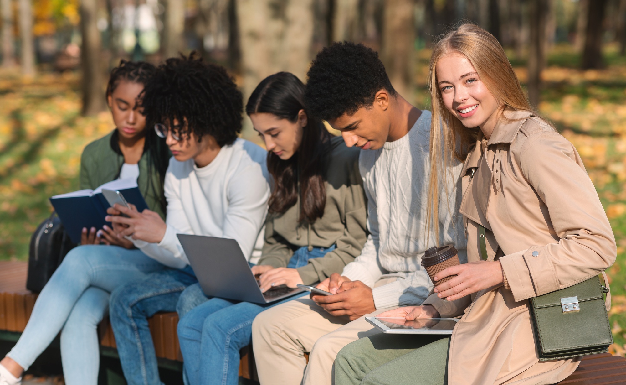 Hard-working international students getting ready for exams