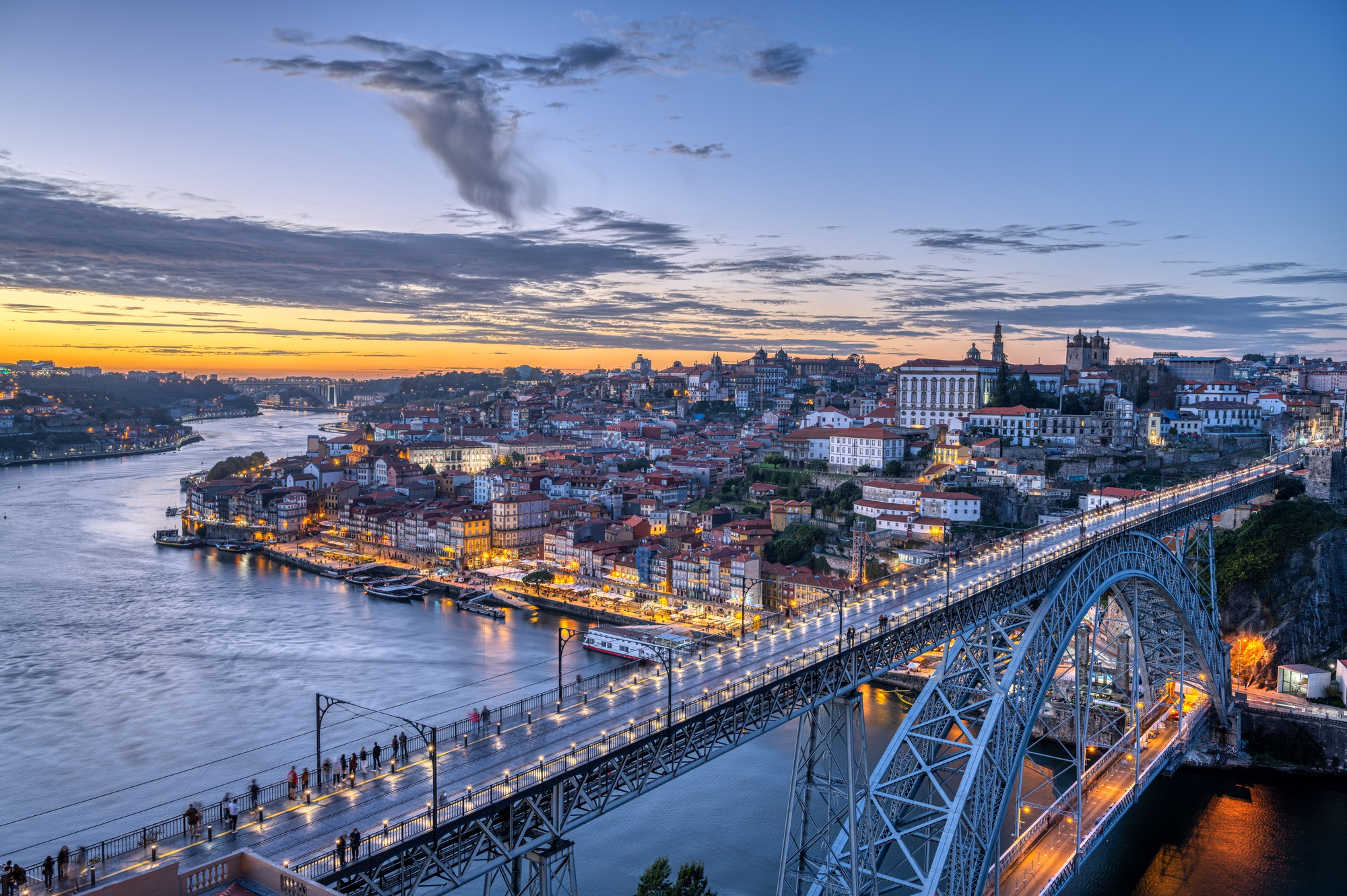 View of Porto after sunset