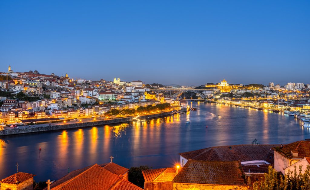 View over Porto before sunrise