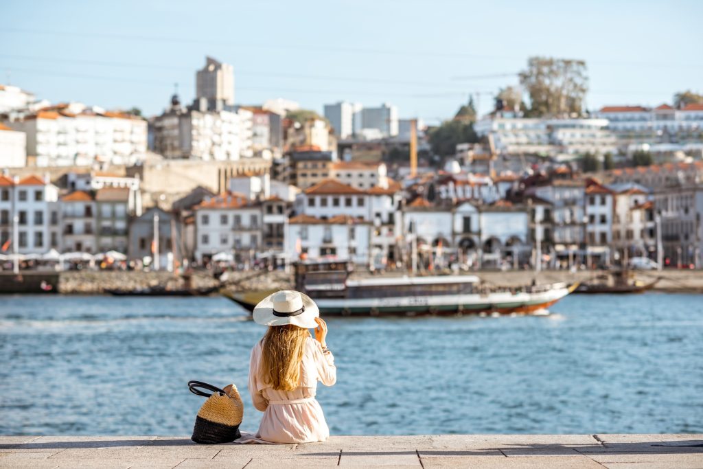 Woman traveling in Porto city