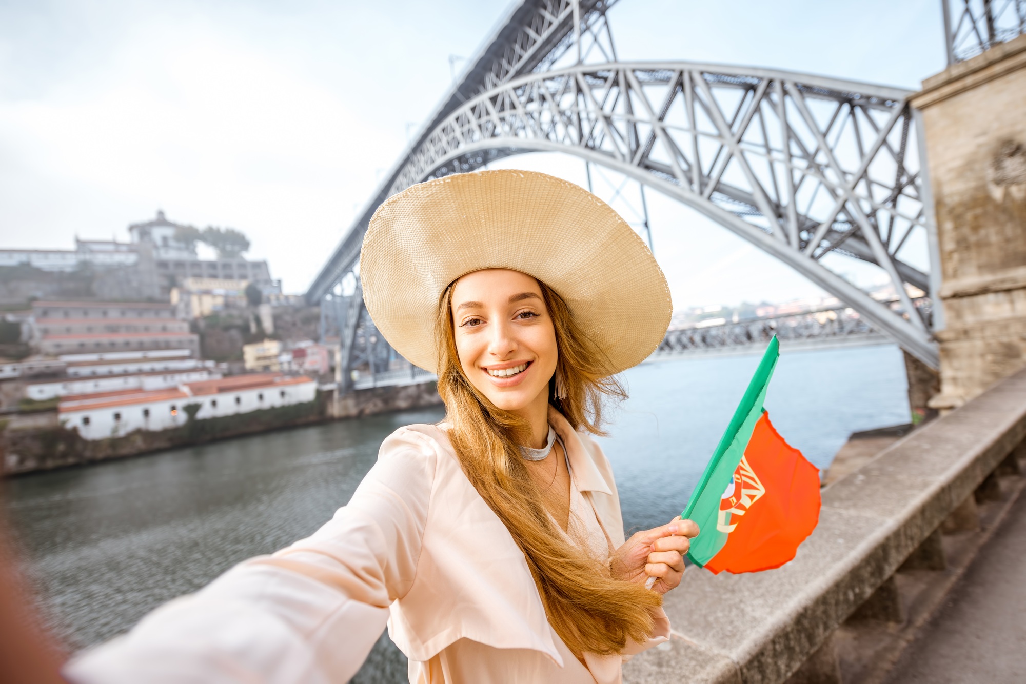 Woman traveling in Porto city