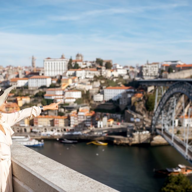 Woman traveling in Porto city